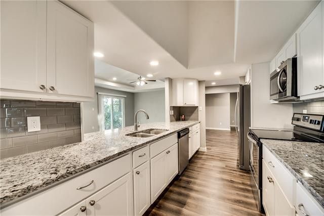 kitchen with marble countertop
